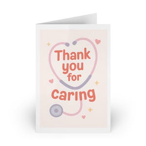 Thank You for Caring Greeting Cards - Heartfelt Appreciation Cards for Healthcare Workers, Cute Note Cards, Thank You Notes, 1 or 10pcs