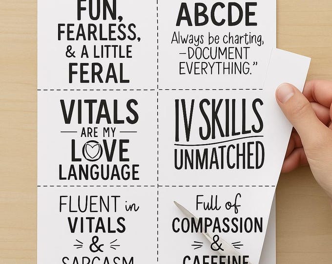 30 Printable Nurse Appreciation Sayings – Motivational and Funny Cards for Healthcare Staff | Instant Download Gift Tags for Nurses & CNAs