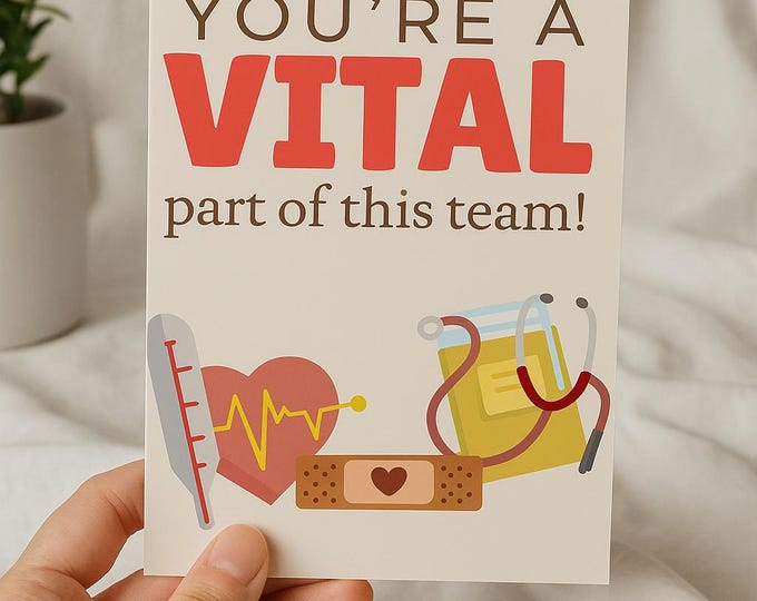 You’re a Vital Part of This Team – 5x7 Printable Nurse Appreciation Card | Digital Download | Healthcare Team Thank You Hospital Staff Gift