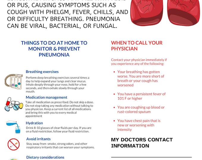 Pneumonia education/discharge instructions