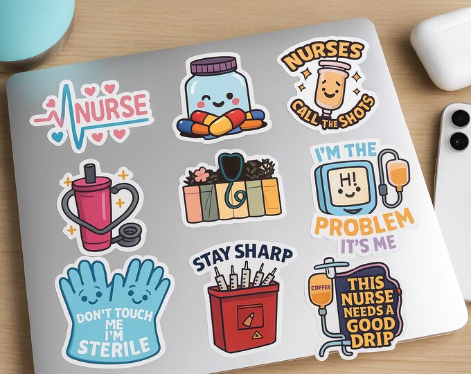 Nurse Sticker Pack | 9 Funny & Cute Nursing Stickers | Waterproof Vinyl | Nurse Appreciation Gift | Medical Student, RN, CNA, LPN Stickers