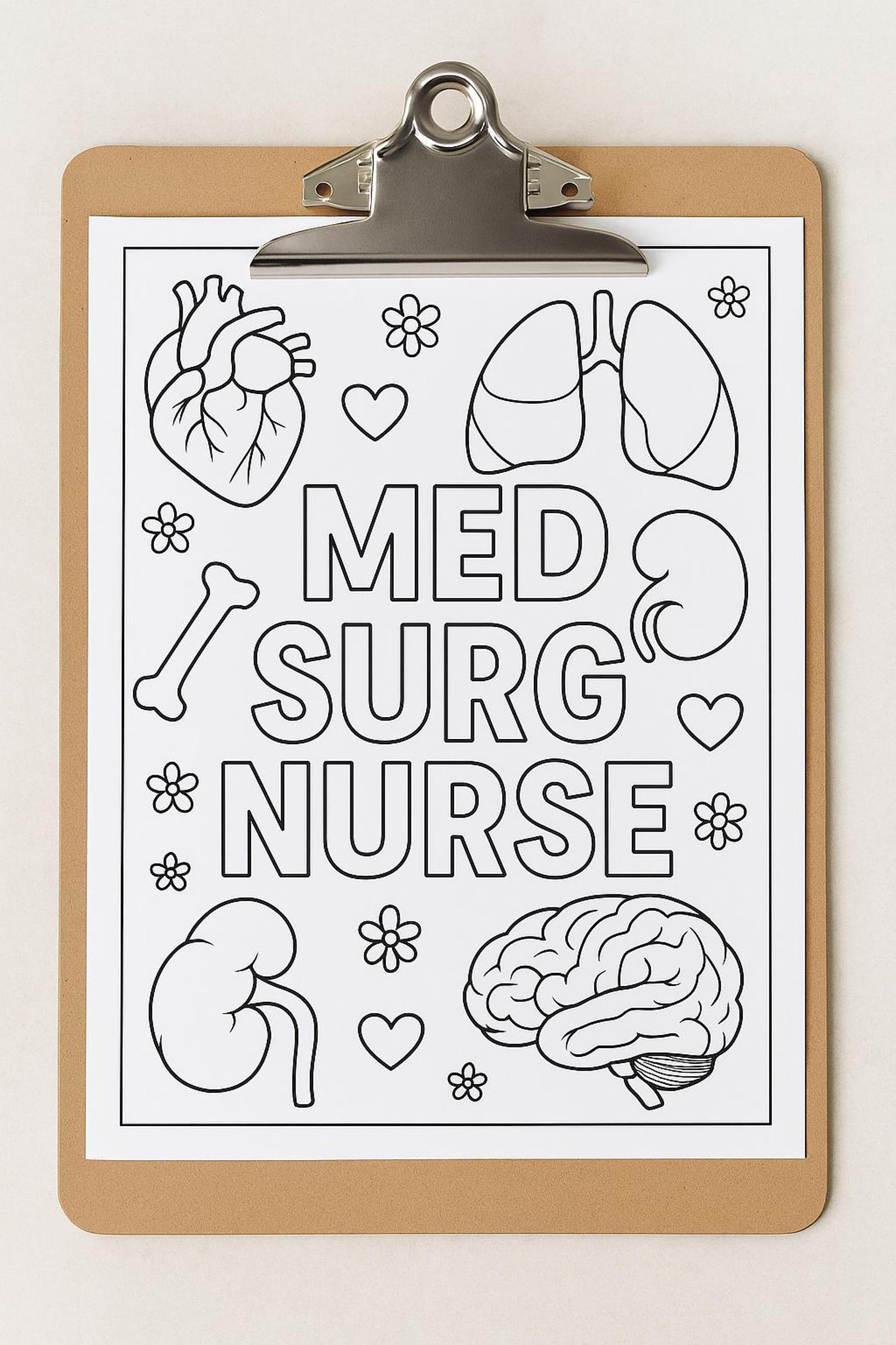 Med Surg Nurse Coloring Page - Printable Nurse Coloring Sheet, Medical ...