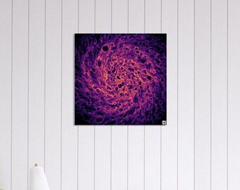 Wood Print - Galactic Energy Swirl Artwork with QR Code
