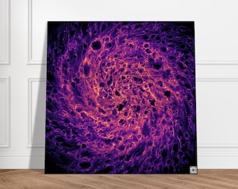 Brushed Aluminum Print - Galactic Energy Swirl Artwork with QR Code