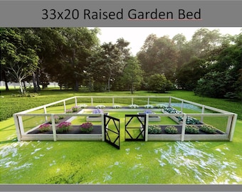 Raised Garden Bed Plans with Fence (33x20) - DIY Project