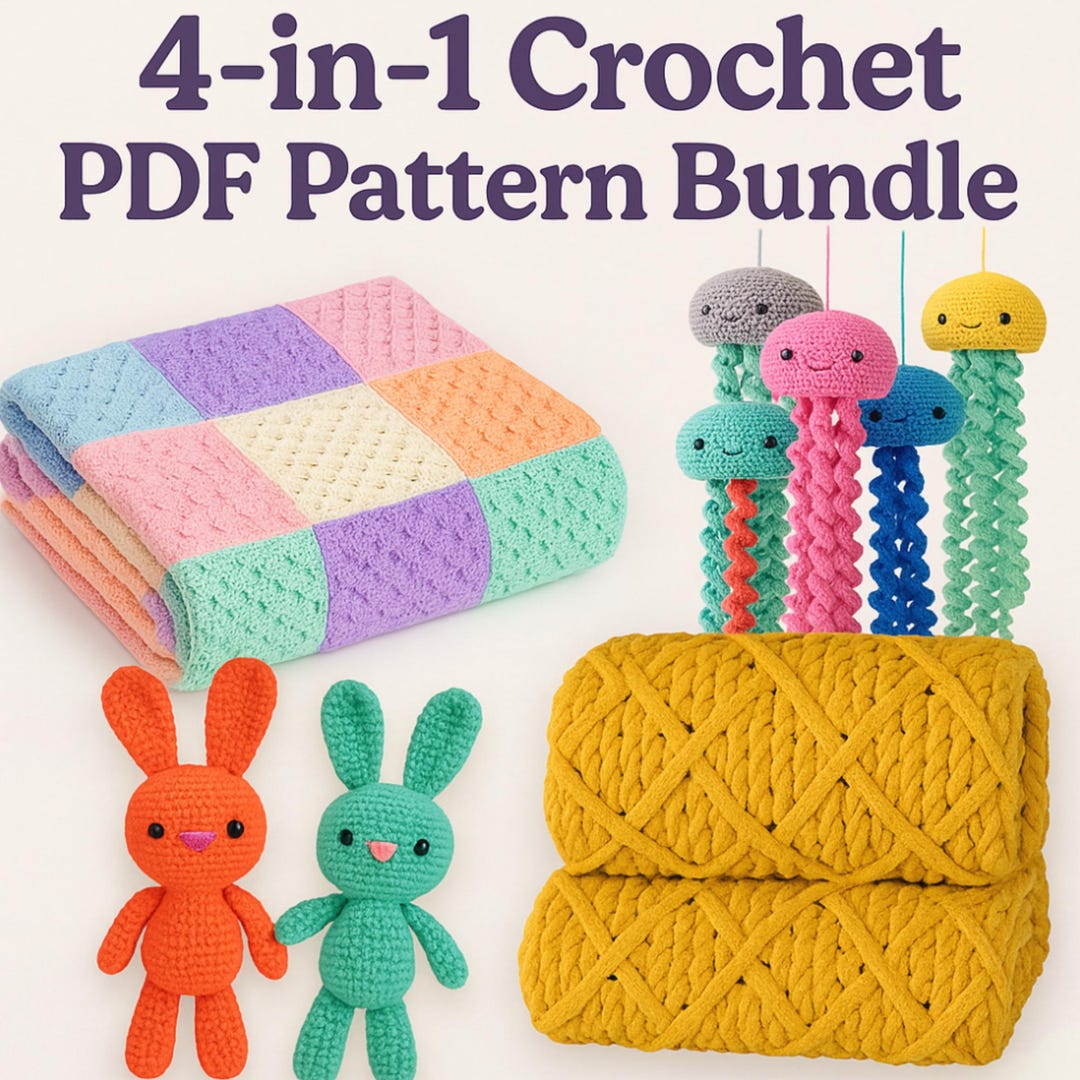Set of 4 Crochet Pattern, Crochet Pattern Bundle PDF Digital Download ...