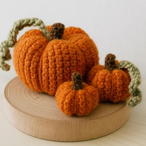Crochet Pumpkin Pattern PDF: Amigurumi Fall Decor - 3 Sizes (Instant Download)