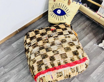 Pouf marocchino in lana fatto a mano: cuscino berbero, cuscino da pavimento boho, ottomano kilim
