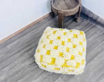 moroccan floor pouf handmade wool pouf berber cushion boho floor pillow kilim pouf ottoman square pouf neutral decor living room