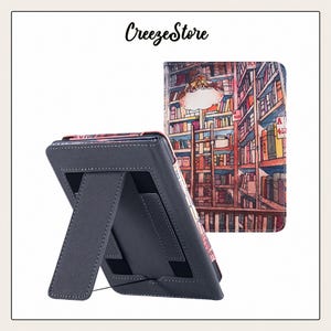 Custodia Kindle "Book House", custodia Kindle con cinturino da polso, custodia Paperwhite 10th, custodia Paperwhite 2022, regalo per amanti dei libri