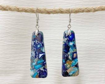 Sea Sediment Earrings: Natural Jasper Drop Earrings, Yoga Healing Jewelry Gifts