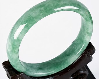 Bracciale rigido in giada naturale certificata, realizzato a mano, bracciale in giada verde, gioiello in giada lucida, regalo minimalista per donna.