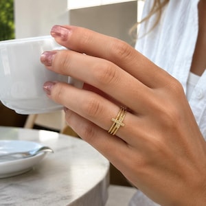 Handmade Vintage 316L Stainless Steel Adjustable Ring for Women, Minimalist Gold Open Ring, Artisan Statement Jewelry