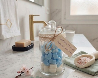 Aire Puro ”Flash of Heaven” Mini Wax Melts | Blå och vita vaxhjärtan | Frisk doft för oljebrännare | Naturlig hemdoft