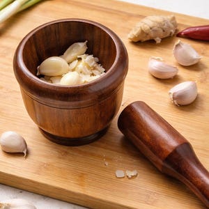 Handmade Wooden Mortar and Pestle – Natural Kitchen Tool for Spices, Herbs and Garlic – Rustic Handcrafted Home & Kitchen Decor