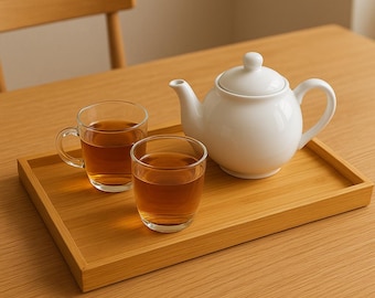 Rectangular Wooden Tray – Perfect for Serving Tea, Coffee, Cups, Plates, and More