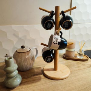 Wooden Coffee Mug Tree | Coffee Lover Gift | Handmade Mug Holder | Rustic Kitchen Decor | Coffee Station Organizer