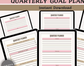 Quarterly Goals Planner: Business Goal Setting, 90 Day Plan (US Letter) (Digital Download)