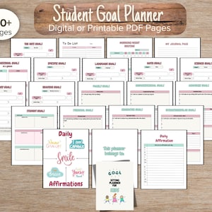 Student Goal Setting Planner, Academic Goal Planner, Personal/Character Goals, Affirmations, Organizational Tool, Math Goals, Reading Goals