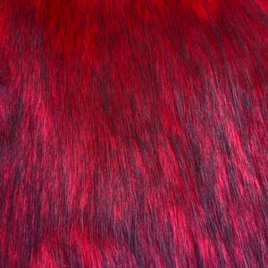 Racoon Red Black Shaggy Faux Fur Fabric, Ultra Soft Long Pile fabric Square, Sold by the Inch, craft costume vegan animal