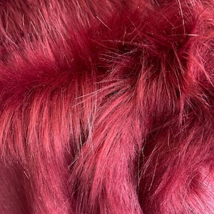 Red Shaggy Faux Fur Fabric – Ultra Soft Long Pile – Sold by the Inch | DIY Crafts, Costumes, Plush Toys