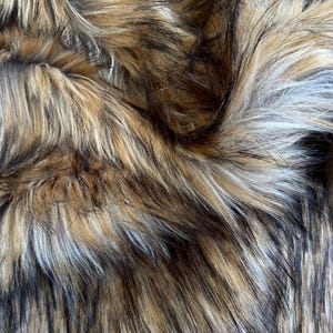 New Racoon Shaggy Faux Fur Fabric, Ultra Soft Long Pile fabric Square, Sold by the Inch, craft costume vegan animal