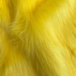 Yellow Shaggy Faux Fur Fabric: Ultra Soft Long Pile, DIY Crafts - Sold by the Inch