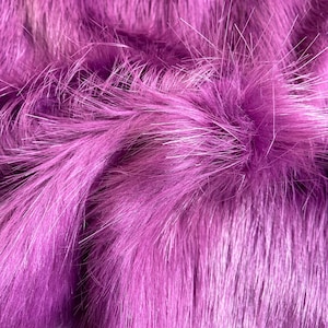 Shaggy Purple Faux Fur Fabric: Ultra Soft Long Pile, Vegan Costume - Sold by the Inch