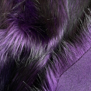 Dark Purple Shaggy Faux Fur Fabric: Ultra Soft Long Pile, Vegan Animal