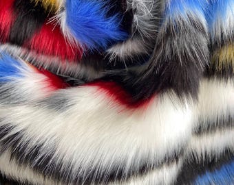 Luxe Mix Farben Kunstpelz Stoff: Ultra Soft Long Pile, Vegan Animal