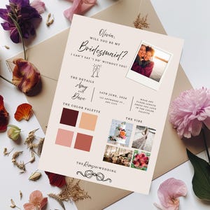 Cartão de Proposta Divertido para Madrinha de Casamento | Inclua as Cores e Inspiração do Seu Casamento | Personalize | Download Instantâneo | Digital ou Impresso