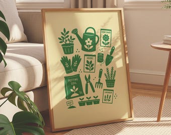 Póster de jardinería con ilustraciones originales (descarga digital)