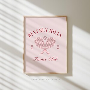 Beverly Hills Tennis Club Print | Pomysł na prezent tenisowy Stare pieniądze Estetyczny plakat Preppy Cute Girly Apartment Art | Pobieranie cyfrowe