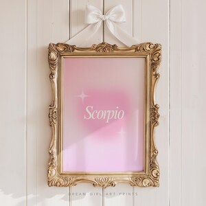 SKORPION Zodiac Heart Aura Poster | Sun Sign Poster Kolorowa Aura Cute Girly Apartment Art Y2K Aura Gradient | Pobieranie cyfrowe