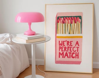 Póster retro con diseño de caja de cerillas: Somos la pareja perfecta (Descarga digital)