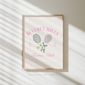 Beverly Hills Tennis Club Print | Pomysł na prezent tenisowy Stare pieniądze Estetyczna kokietka Preppy Plakat Słodka dziewczęca sztuka w mieszkaniu | Pobieranie cyfrowe