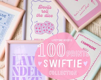 TS Wall Art Prints Bundle: Set of 100 Music Lyric Posters Trendy Poster Set Girl Apartment (Digital Download)