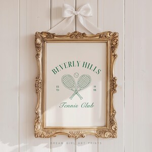 Beverly Hills Tennis Club Wydruk | Plakat tenisowy Pomysł na prezent tenisowy Preppy Plakat Cute Girly Apartment Art | Pobieranie cyfrowe