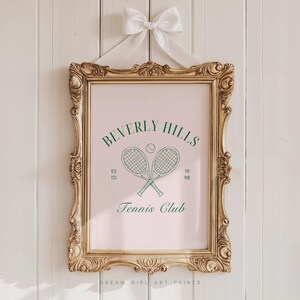 Beverly Hills Tennis Club Wydruk | Plakat tenisowy Pomysł na prezent tenisowy Preppy Plakat Cute Girly Apartment Art | Pobieranie cyfrowe