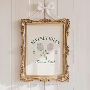 Beverly Hills Tennis Club Wydruk | Plakat tenisowy Pomysł na prezent tenisowy Plakat Coquette Preppy Cute Girly Apartment Art | Pobieranie cyfrowe