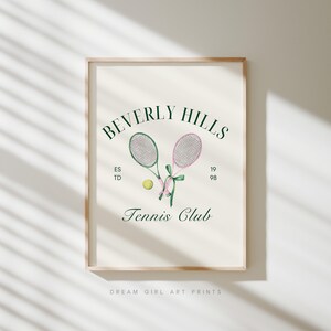 Beverly Hills Tennis Club Print | Pomysł na prezent tenisowy Stare pieniądze Estetyczna kokietka Preppy Plakat Słodka dziewczęca sztuka w mieszkaniu | Pobieranie cyfrowe