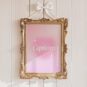 Plakat zodiaku CAPRICORN Heart Aura | Plakat ze znakiem słońca Kolorowa aura Słodka dziewczęca sztuka mieszkania Y2K Aura Gradient | Pobieranie cyfrowe