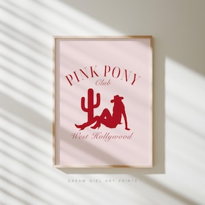 Roze poster ponyclub | West Hollywood Californië Sapphic Art Pink Cowgirl Art Print WLW Poster Girly Western Print | Digitale download