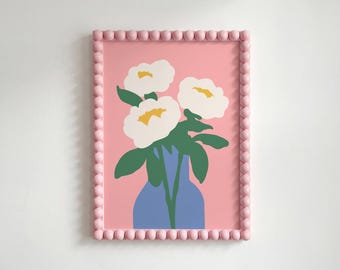 Flower Vase Print: Pink Blue Dopamine Decor Girl Apartment Art (Digital Download)