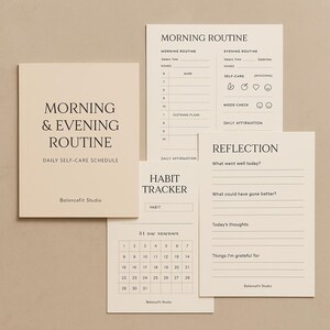 Morning & Evening Routine Planner | Daily Self-Care Schedule PDF | Printable Habit Tracker and Reflection Journal