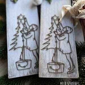 Plotter and laser file "Girl decorating tree" svg, jpg, png