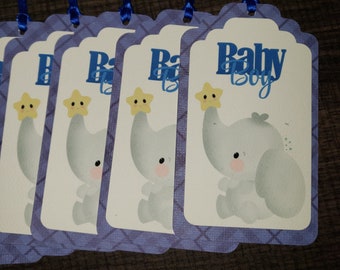 Baby shower gift tags, Baby shower favor tags. Elephant Gift Tags, Tags for Baby Shower