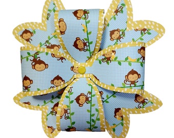 Gift Bow, Birthday Gift Bow, Gift Bow With Monkeys, Baby Shower Bow