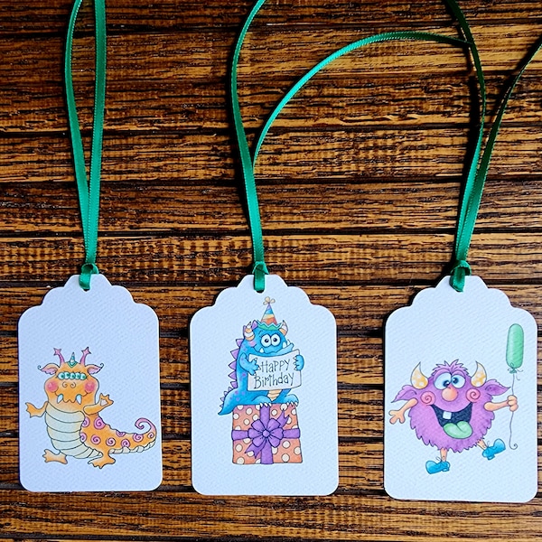 Monster Tags, Monster Birthday Tags, Monster Favor Tags