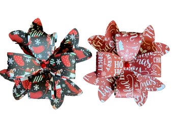 Red Holiday Bows, Christmas Bow Set of 2, Christmas Gift Bows